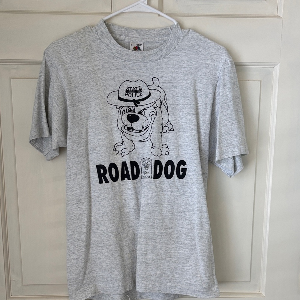 Vintage Gray Graphic T-Shirt with Road Dog Print